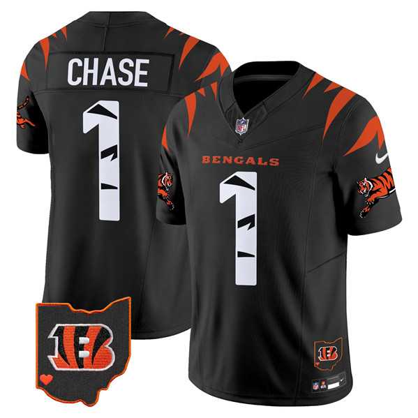 Mens Cincinnati Bengals #1 JaMarr Chase Black F.U.S.E. Special Vapor Untouchable Limited Stitched Jersey Dyin